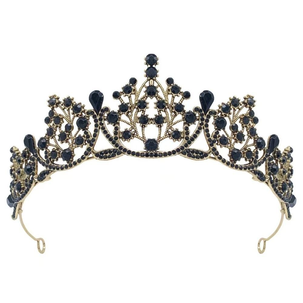 Shiny Baroque Crown Gold Rhinestone Crown Elegant Princess Tiara  Wedding чёрный/золотой
