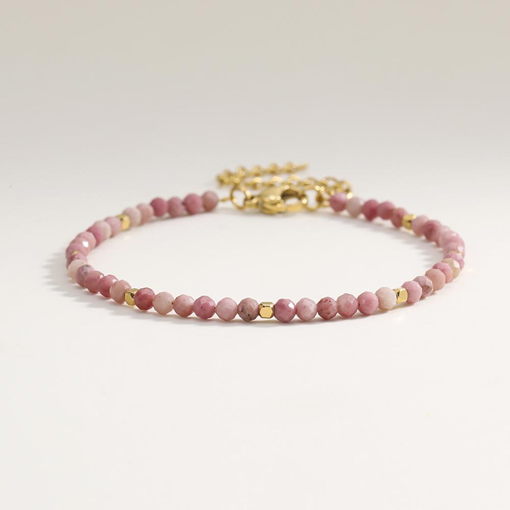 Muliti-color 3mm Faceted Nature Stone Beaded Bracelet For Women Shiny Stainless Steel Square Spacers Exquisite Party Gift