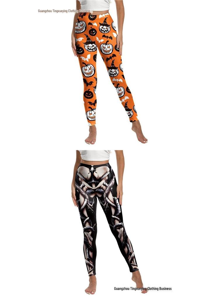 European & American Halloween Pumpkin Festival Women's Yoga Pants with Digital Print
