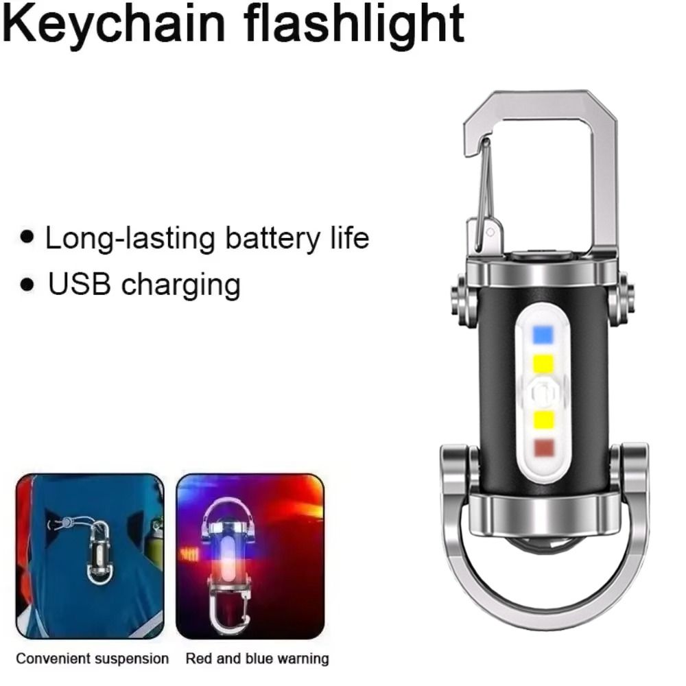 Mini Keychain Flashlights Portable Work Light with Red&Blue Light LED Torch  for Searching Hiking