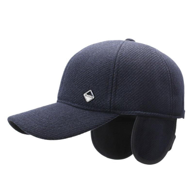 Men's Hat Autumn Winter Middle-Aged Thick Woolen Baseball Cap Windproof Ear Protection Cap for The Elderly Dad Cap