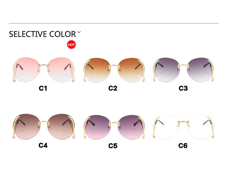 Bezrámečkové kulaté velké sluneční brýle - 2024 High-End evropský a americký styl s ochranou proti slunci