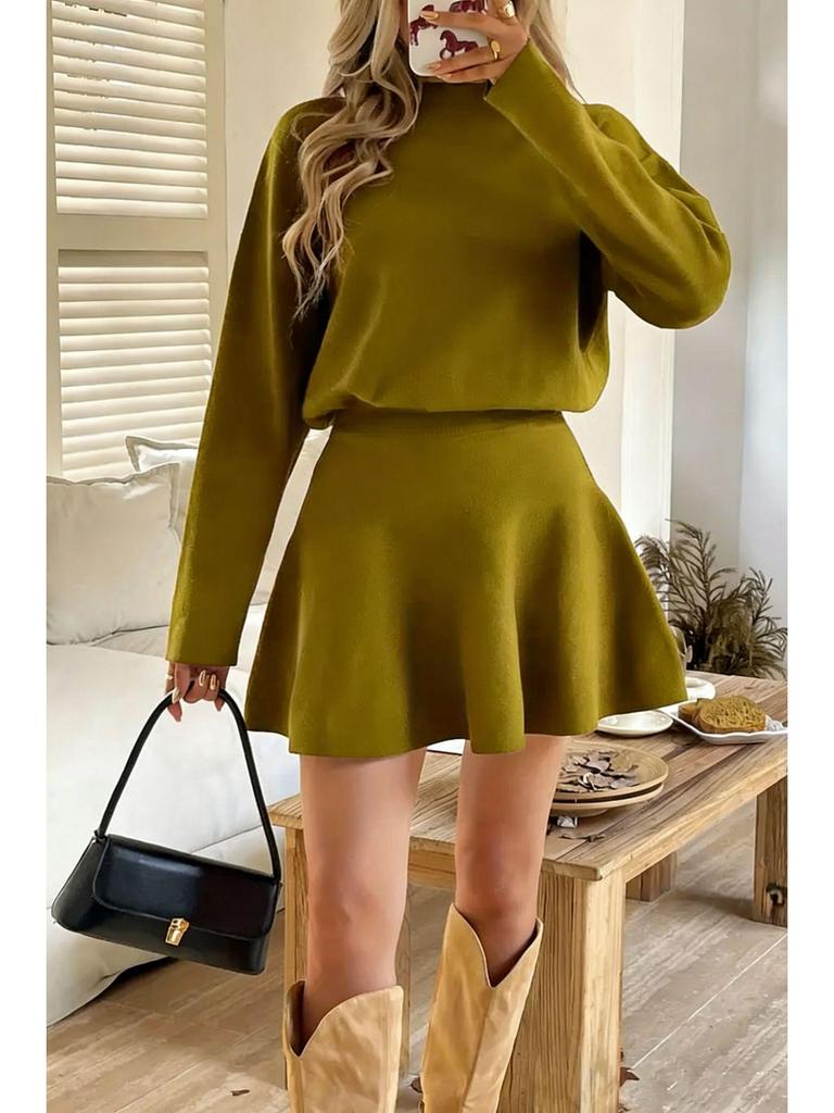 Seventeen Colors Slim Fit Half High Collar Knit Dress in Five Sizes