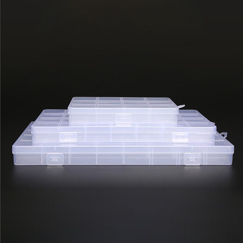 Portable Transparent Storage Box 12/28/40 Grids Plastic Clear Organizer With Cover Box For Jewelry Earrings Screw Nails Parts