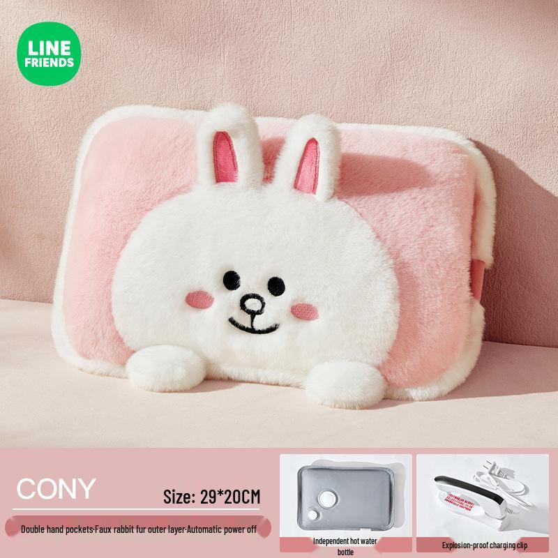 Wiederaufladbares Plüschkissen mit Braunbär-Motiv und Wärmflasche – Niedlicher Bettwärmer für Baby und Mädchen