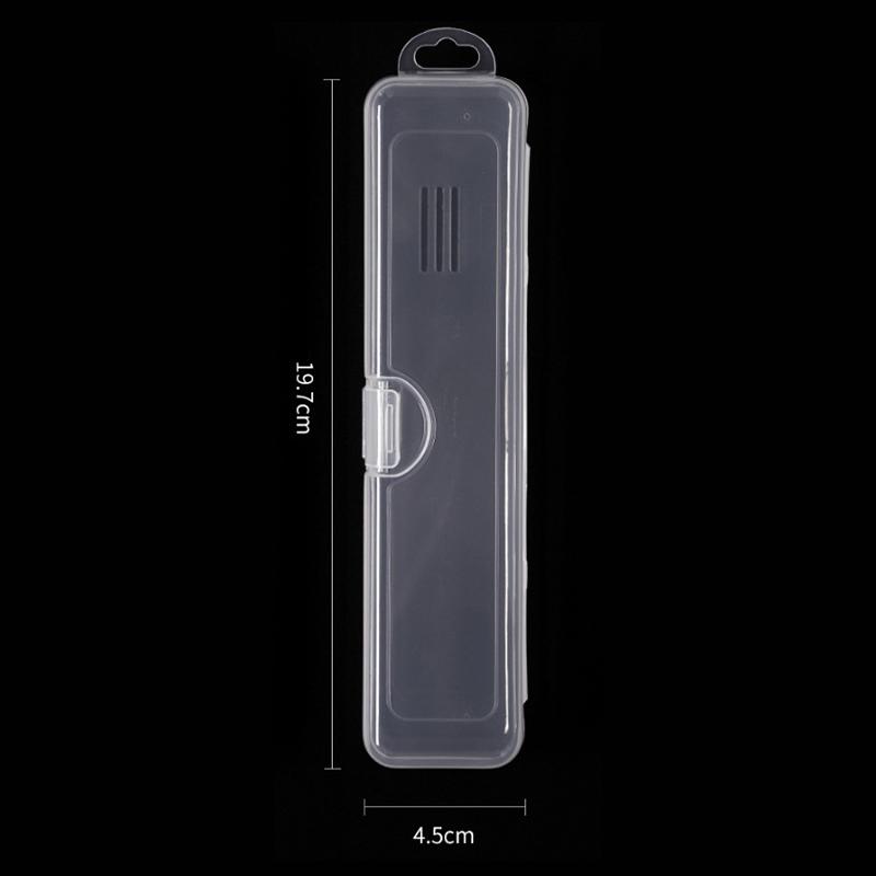 1Pc Rectangle Plastic Transparent Storage Box Nail Rhinestone Brush Case