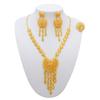 Dubai 24K Gold Plated Jewelry Set Butterfly Necklace Earrings Bracelet Ring Set Tassel Pendant