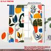 2D Flat Printing 2pcs Curtain Woman and Leaves Digital Printed Polyester Drapes Party Decorations Use for Holiday Party General