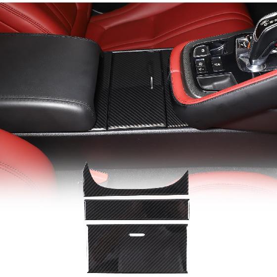 

Daeiclru Car Central Control Storage Box Panel Trim Cover Compatible with Jaguar F-Type 2013-2026, ABS Center Consoles Water Cup Holder Panel Cover Carbon Fiber Pattern