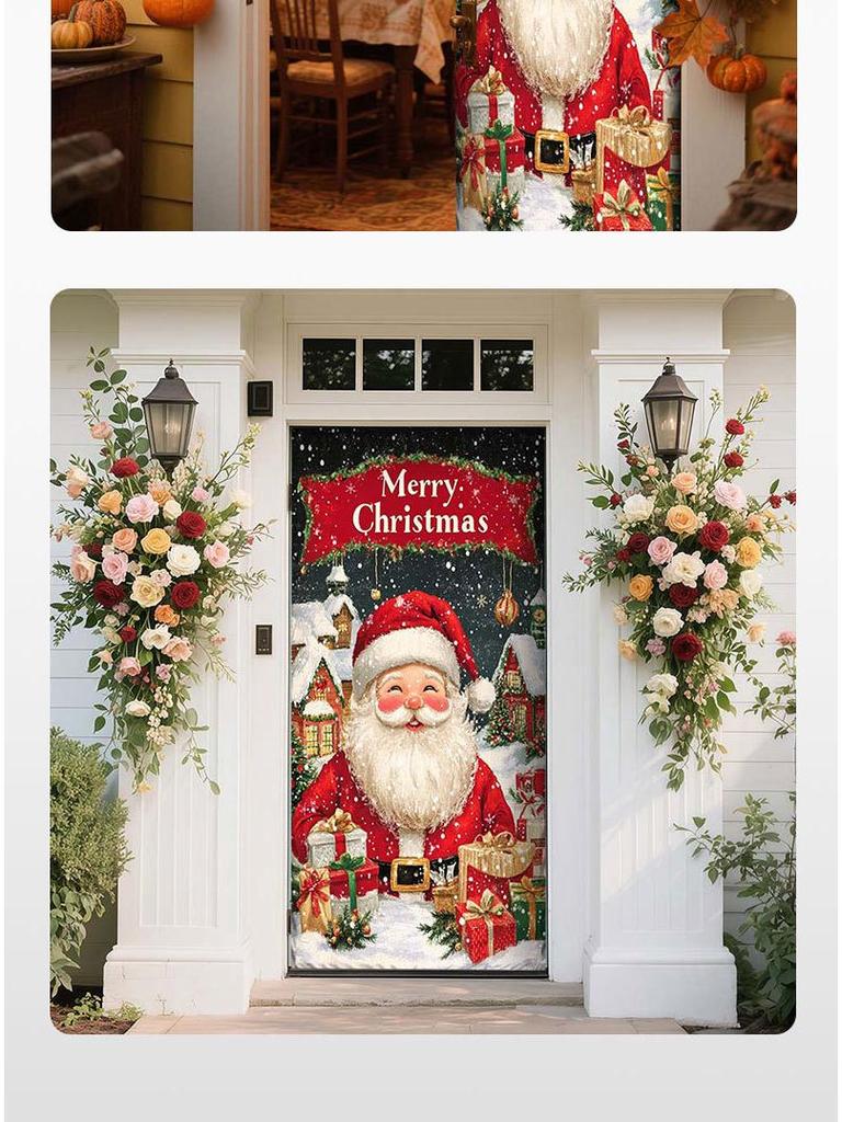 Cross-border Christmas Decoration: Santa Claus Door Banner for European & American Outdoor Parties