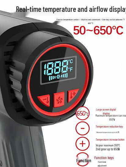 Delixi Digital High-Temp Hot Air Gun - Industrial Grade Blower for Grout, Sealing, and Baking.