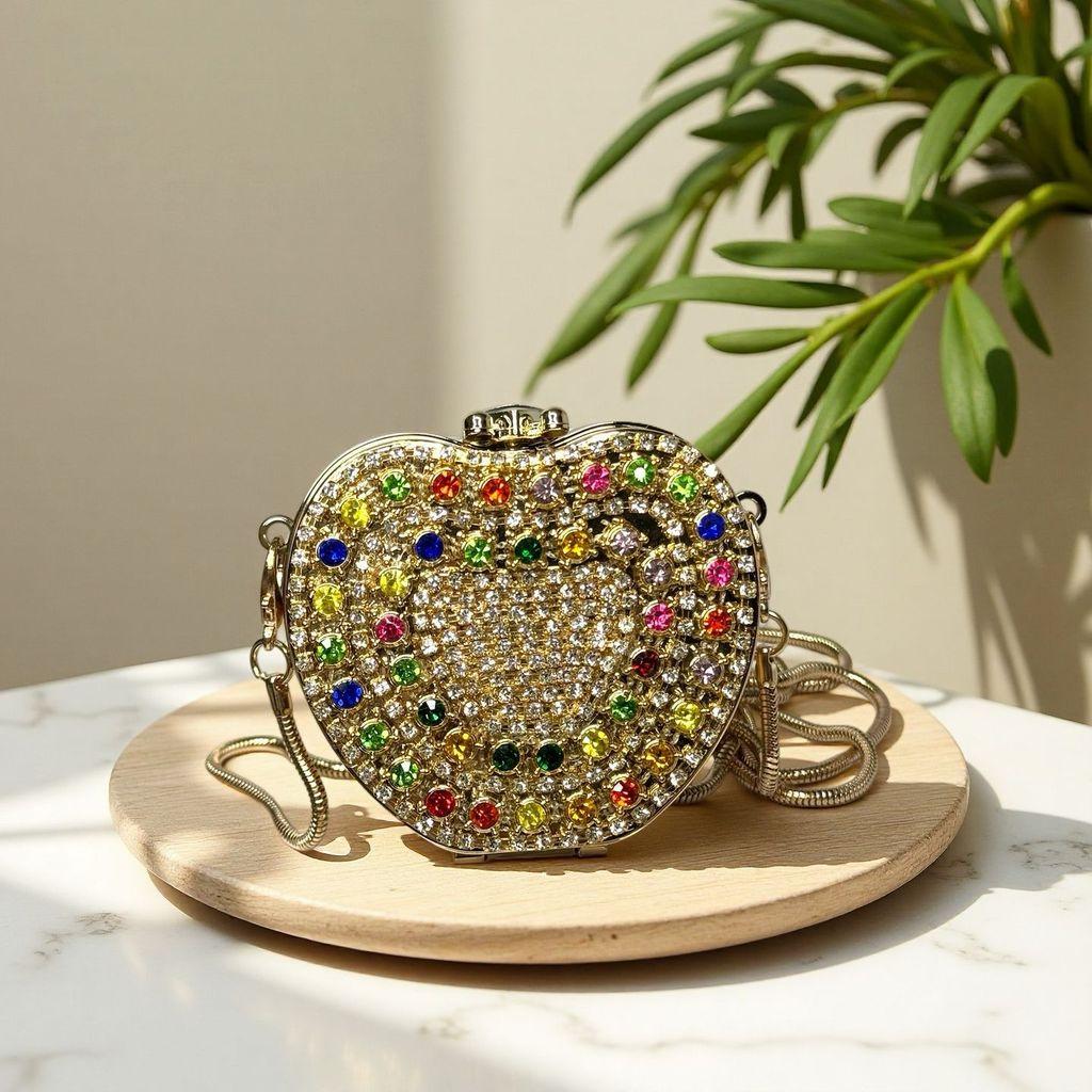 Acrylic Mini Purse With Embellished Flowers And Sparkling Rhinestones For Daily Fashion