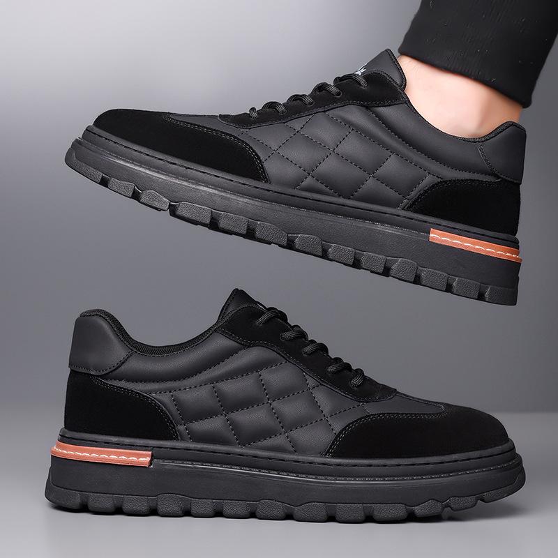 Autumn 2026 Punk Frosted Leather Lace-Up Casual Shoes - Thick-Soled Agam Style for Smaller Sizes
