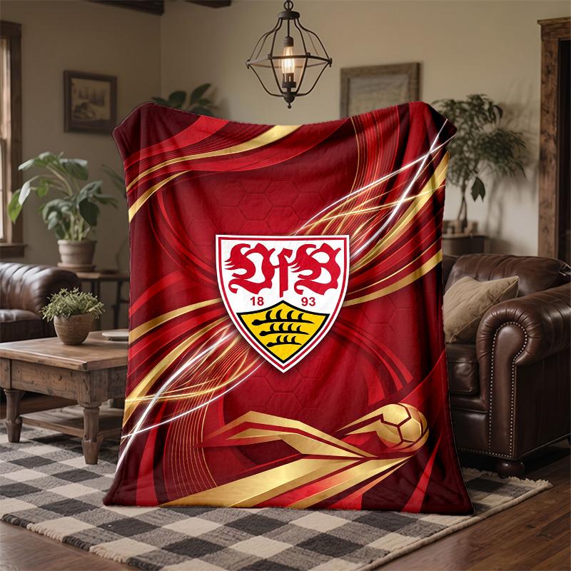 Coperta in Flanella con Stampa Calcio VfB Stuttgart Morbida Calda Coperta da Divano/Letto per Casa Ufficio Camera da Letto