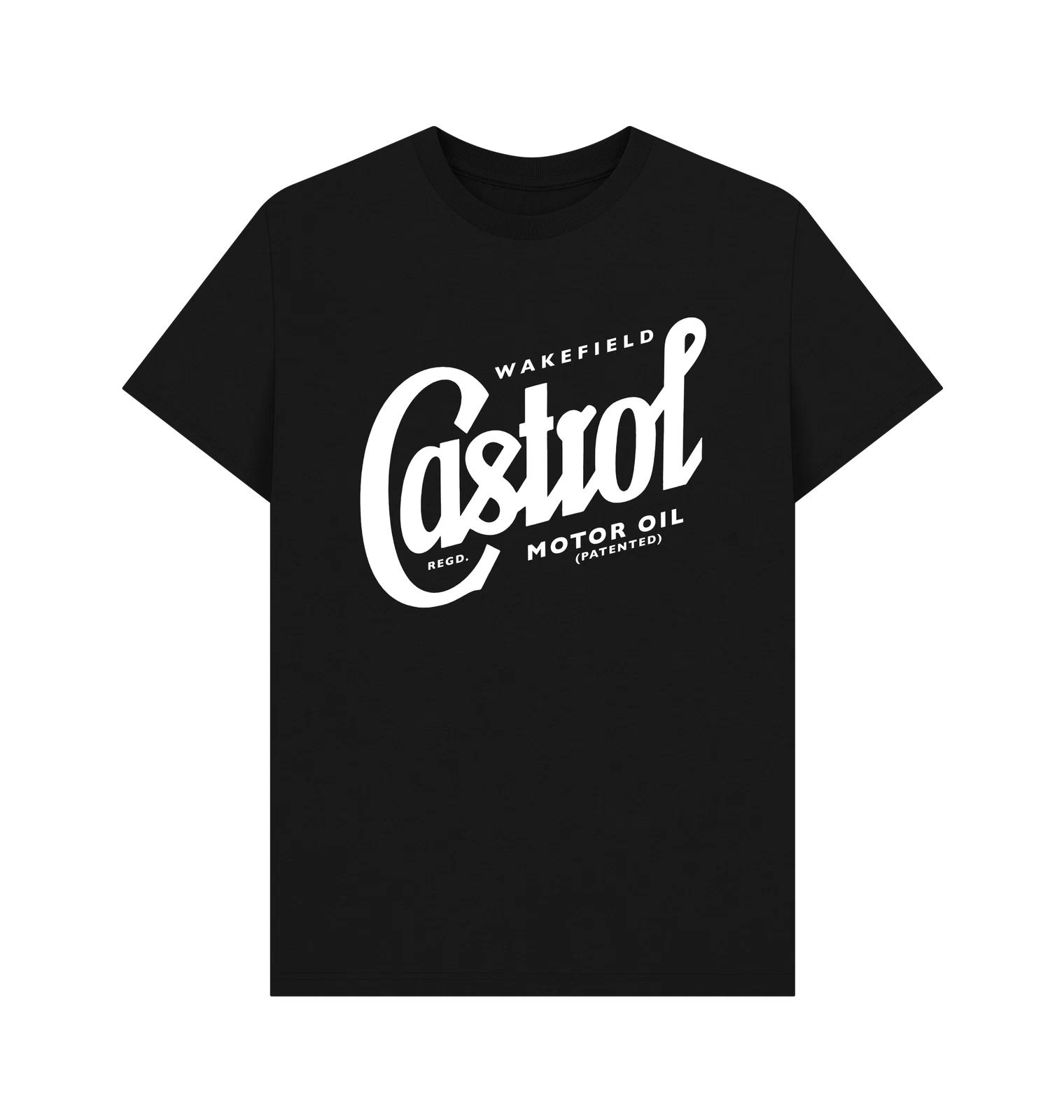 PREMIUM OFFICIAL Castrol Castrol Classic Logo Wakefield 1 Script Black T-Shirt S