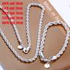 Silver Color 4mm Chain Male Twisted Rope Necklace Bracelets Fashion Women Men Silver High Quality Jewelry Set