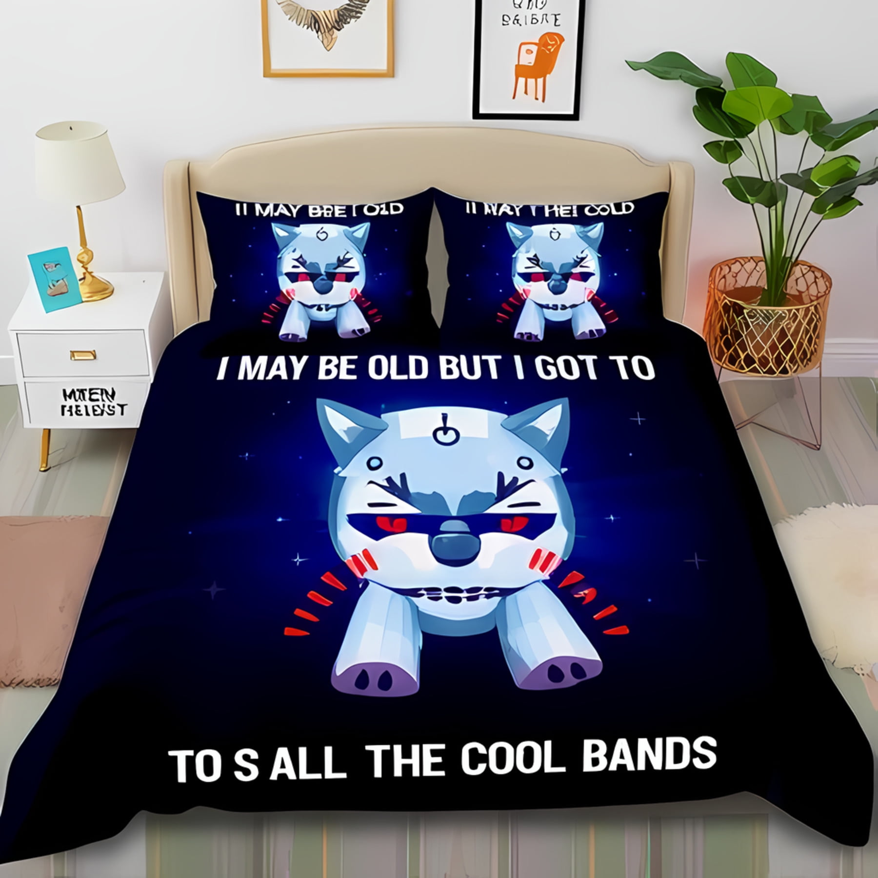 

Soft Duvet Cover Set featuring Vibrant Wolf Head Design Background Star Paterns Mystical Beding Suitable Children Kids plus Adult Peoples Soft 120*200cm Single