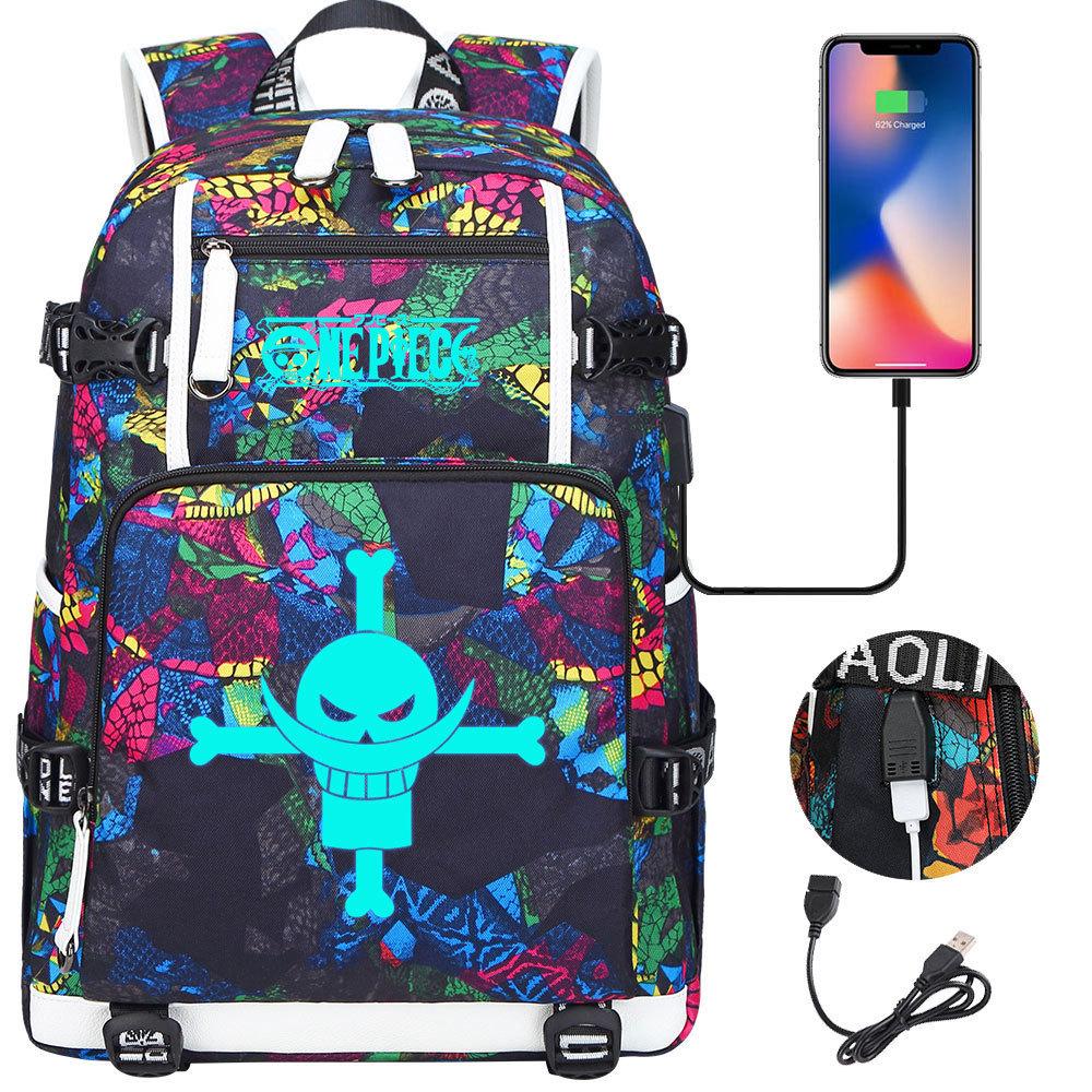 

Anime ONE PIECE Printed USB Teen Student School Bag Men s and Women s Backpacks Leisure Travel Bag 48CMX30CMX15CM