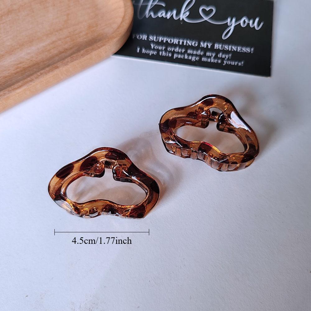 retro small coffee leopard print shark clip niche high-end style grab clip hair accessory 2PC Leopard Hair Claw  Women