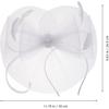 Vintage White Bow Knot Fascinator Hat with Mesh Veil Headpiece for Women Wedding Tea Party Church Special Occasion Accessories
