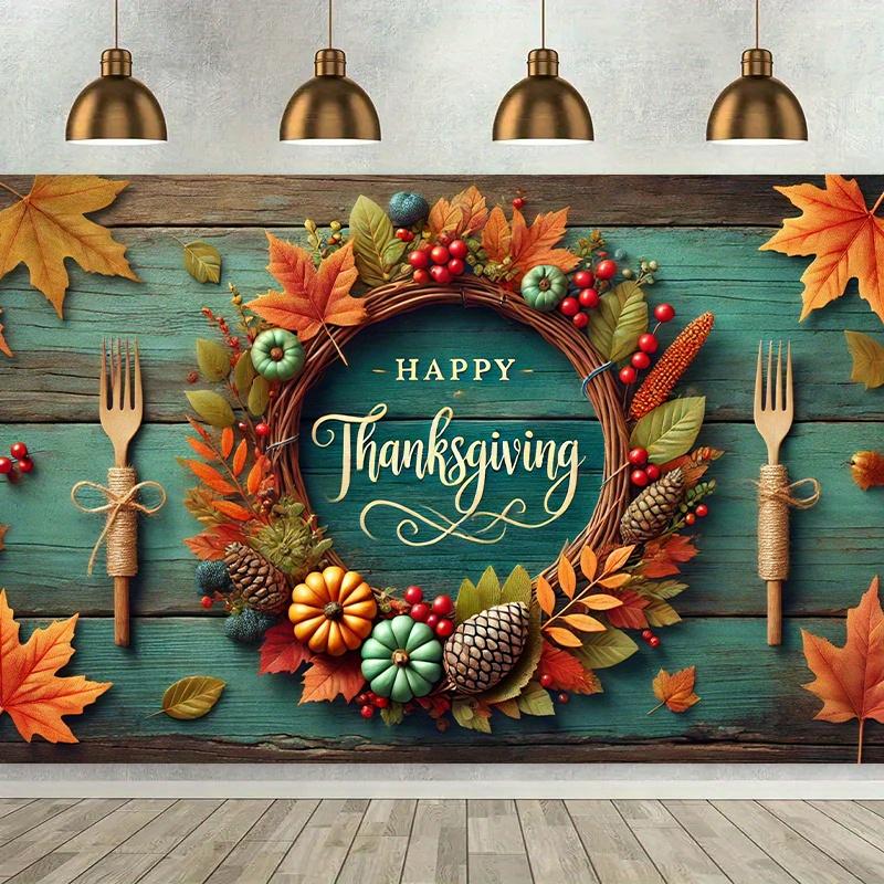 One background banner, Thanksgiving autumn leaf decorative fabric wall decoration, polyester fabric, party decoration