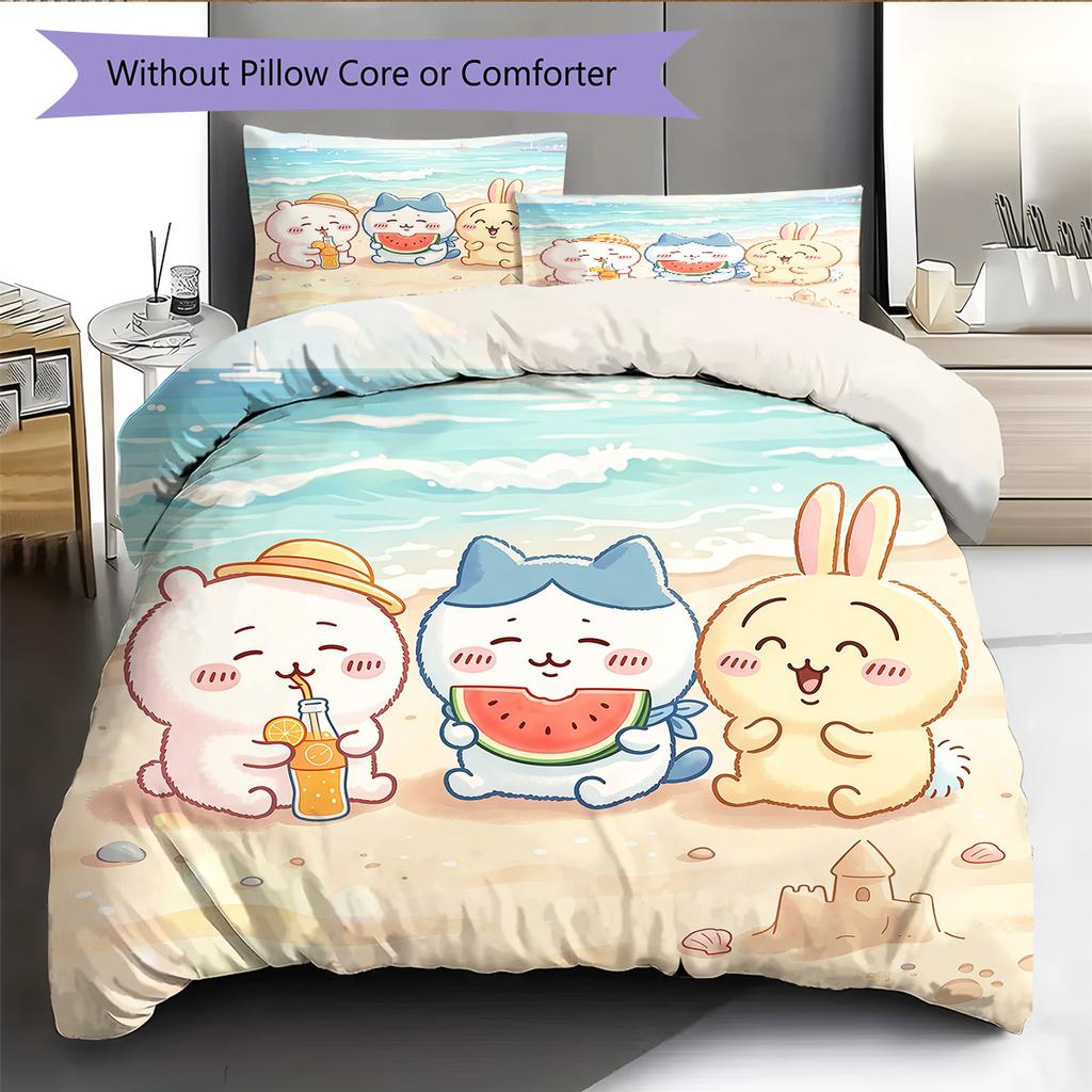 Chiikawa Pattern Bedding Quilt Set  Home Decoration  Gift (1 * duvet cover + 2 * pillowcase  without core)
