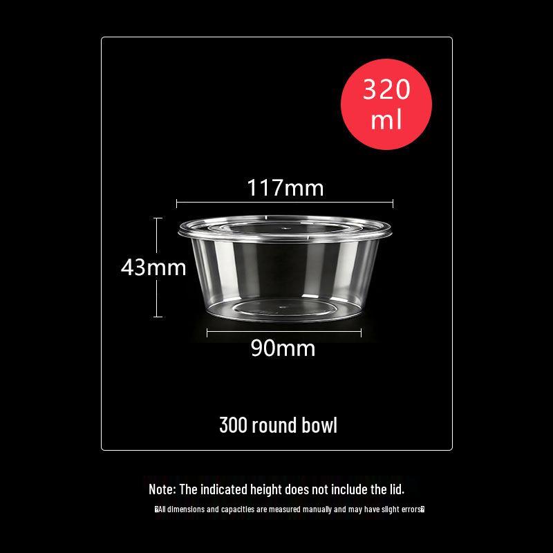 Disposable Clear Food-Grade Round Lunch Box - Thick, Sealed, Injection Molded for Takeout