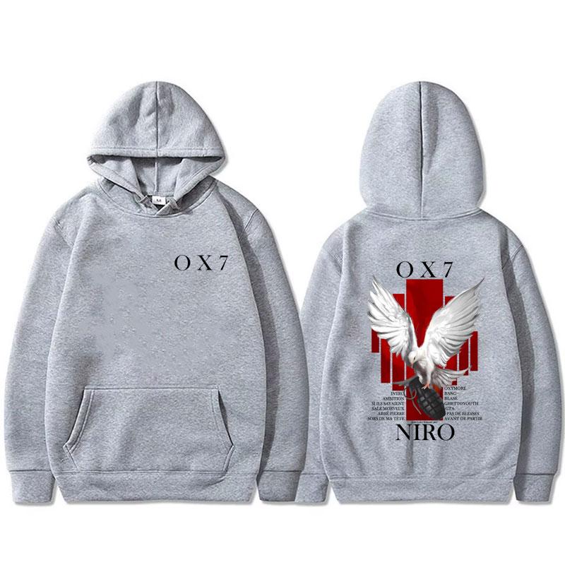 

Рэпер Niro OX7 Альбом Графическое худи Мужское Женское Хип-хоп Мода Поп-музыка свитшот Мужское Повседневное Хлопок Винтаж пуловер худи S