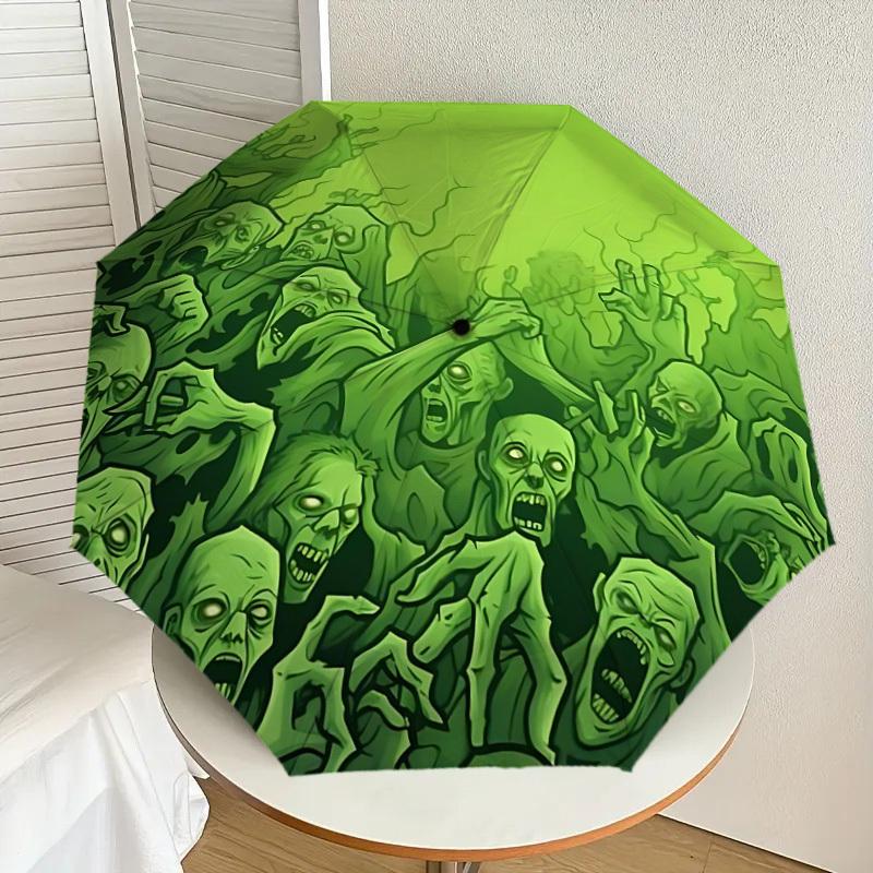 1PC Zombie Swarm Automatic Folding Umbrella - Compact 8-Rib Design, Durable Plastic & Iron, Lightweight for Outdoor Daily Use, Festive Gift061