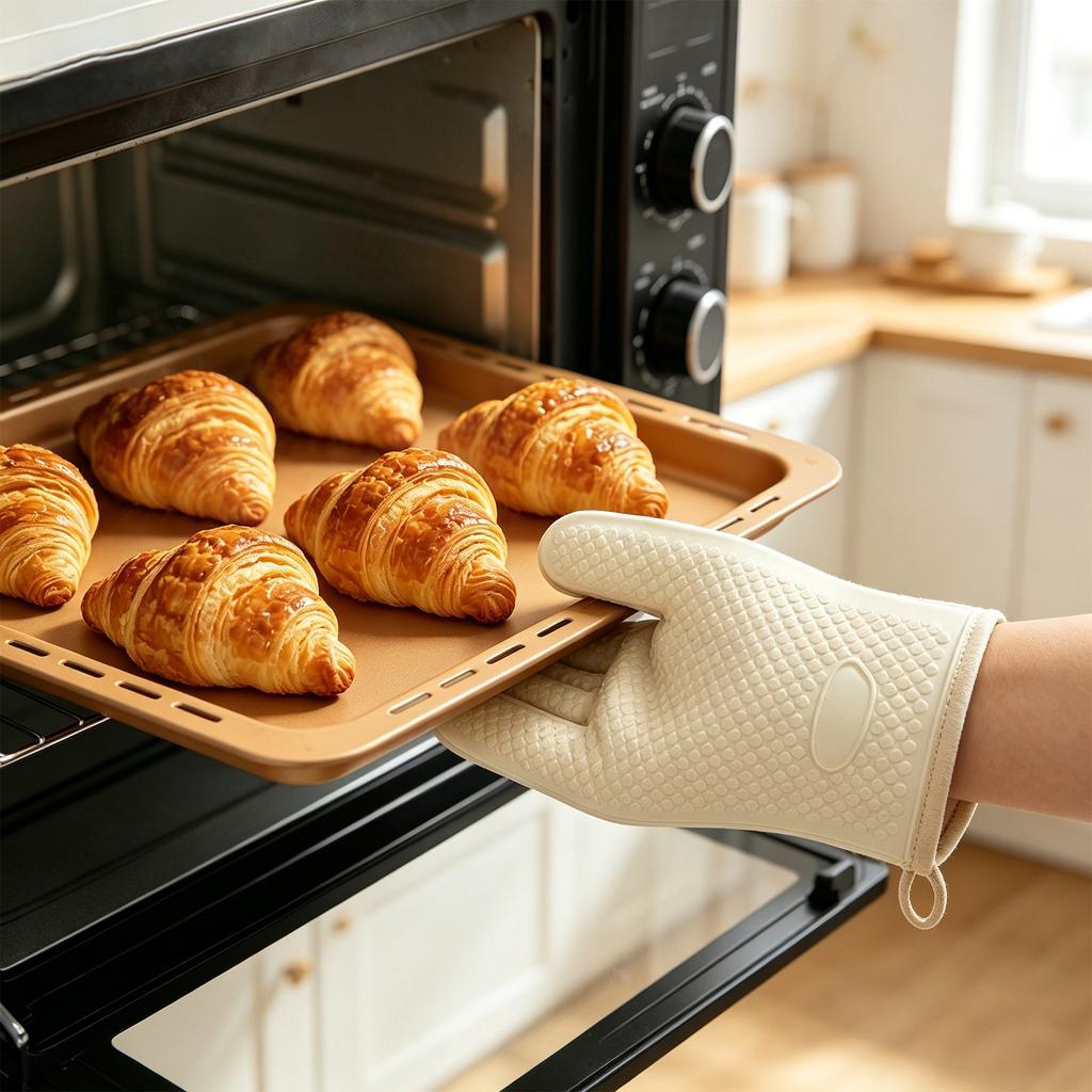 Thickened Silicone Heat Resistant Oven Mitts for Kitchen Use Microwave Oven Gloves High Temperature Protection Non Slip Grip Safety Gloves