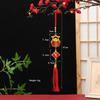 Lunar New Year Lucky Hanging Ornament with Red Tassel Golden Charm Festive Portable Decor for Travel Hotel Room Spring Festival