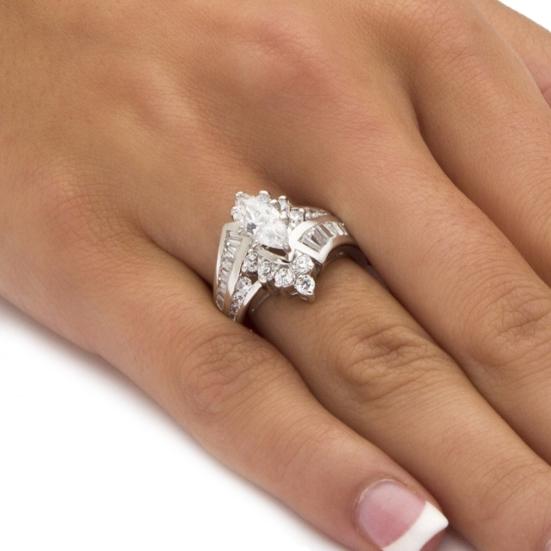 Damen-Fingerring mit Marquise-Schliff, kubischer Zirkonia, Verlobung, Jahrestag, Schmuck