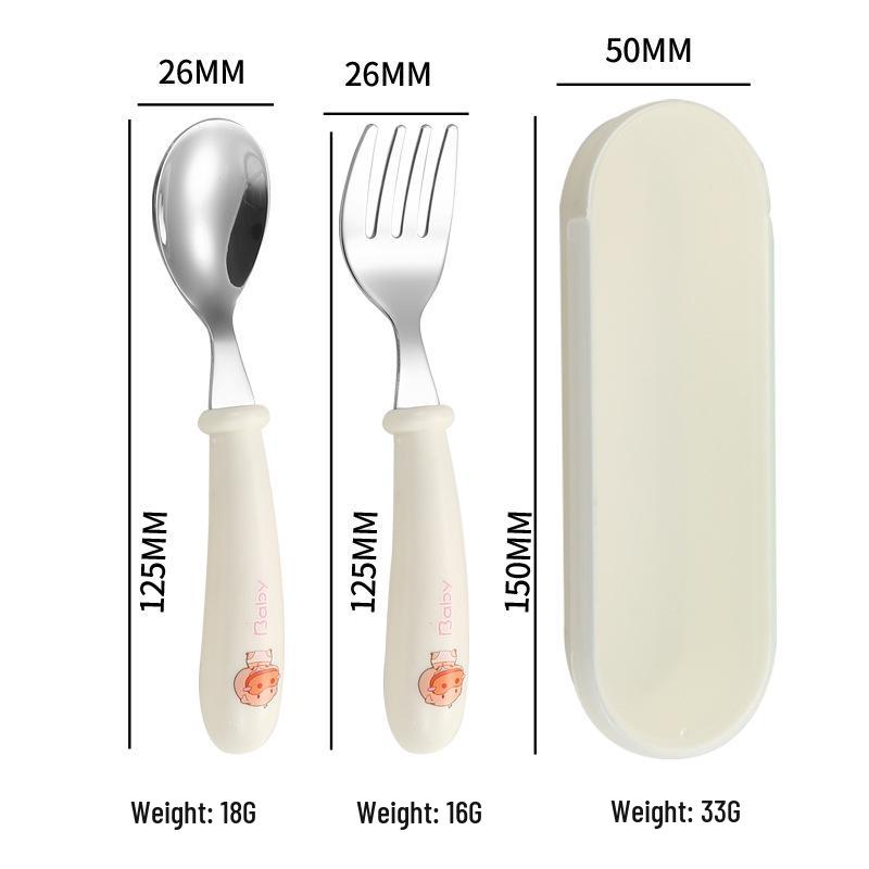 Cartoon Edelstahl Kinderbesteck Set - Tragbares Trainingsbesteck für Kleinkinder