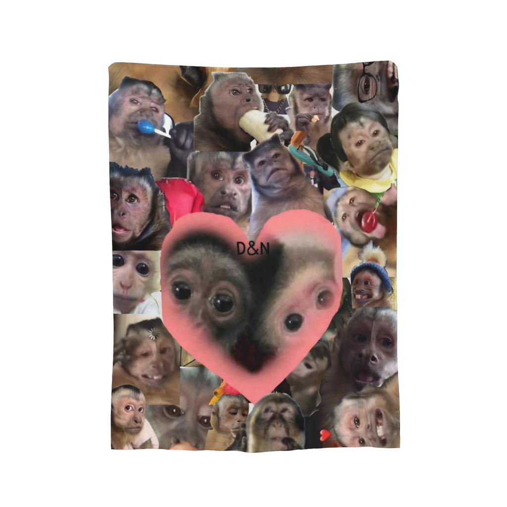 Monkey Face Funny Meme Blanket Cozy Soft  Throw Blankets for Bed 50x60 Inch Multiple Sizes Bedding Throws