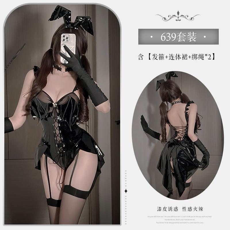 Xianyi Sexy Lingerie Sexy One-piece Patent Leather Bunny COS Uniform Halloween Little Devil Play Set 639