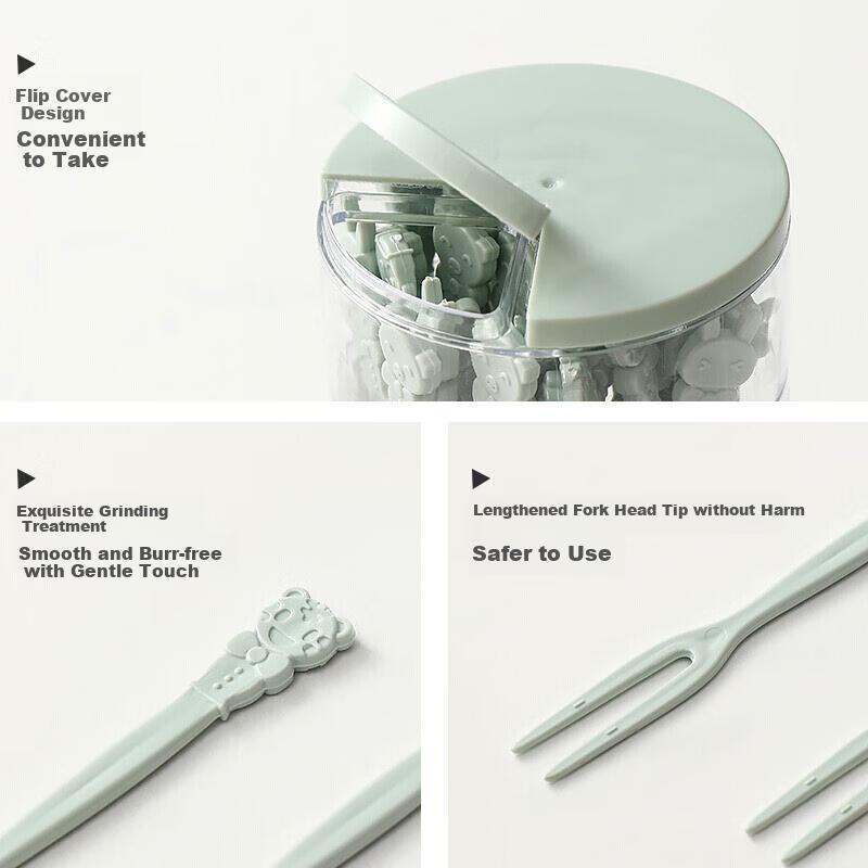 Baicaoyuan Cartoon Disposable Fruit Forks, Cake And Pastry Forks, 40 Pieces Per Pack