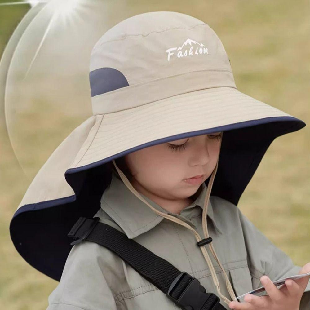 Shawl Baby Fisherman Hat Sun Protection Children Beach Cap Breathable Kids Sunscreen Hat  Girls
