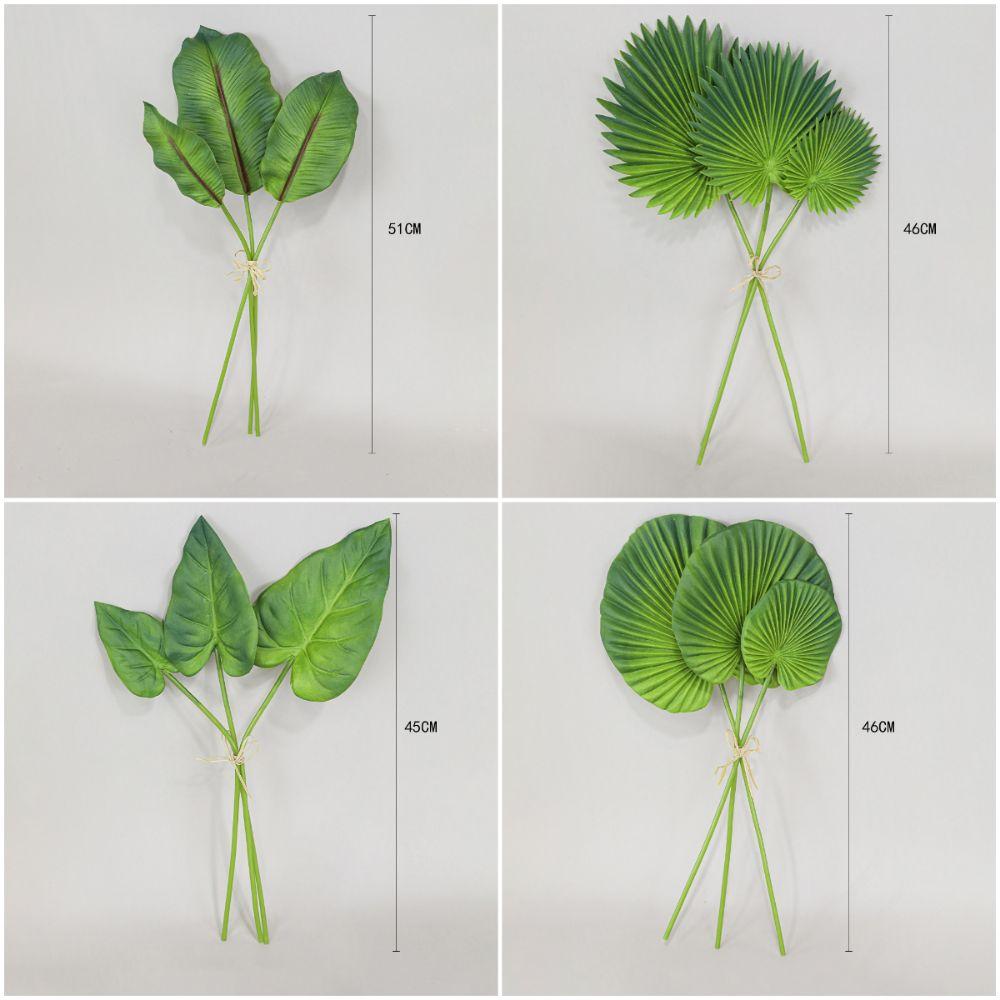 3PCS Green Artificial Palm Leaves Acesorries Water Chestnut Leaves Simulation Leaf Photo Props Heavenly Bird Leaf