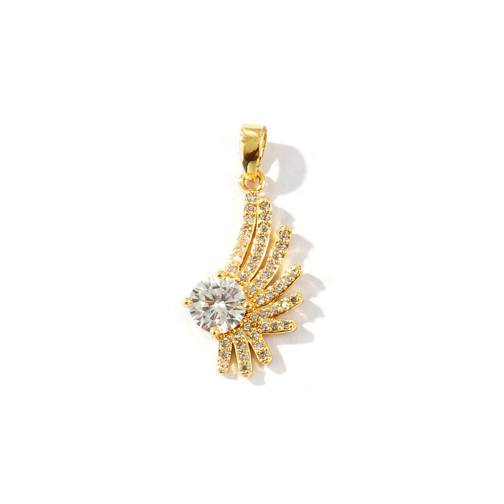 1 Pc Waterproof 304 Stainless Steel & Rhinestone Charms 18K Gold Plated Micro Pave Hollow Radial Sun Moon Pendants Necklace DIY