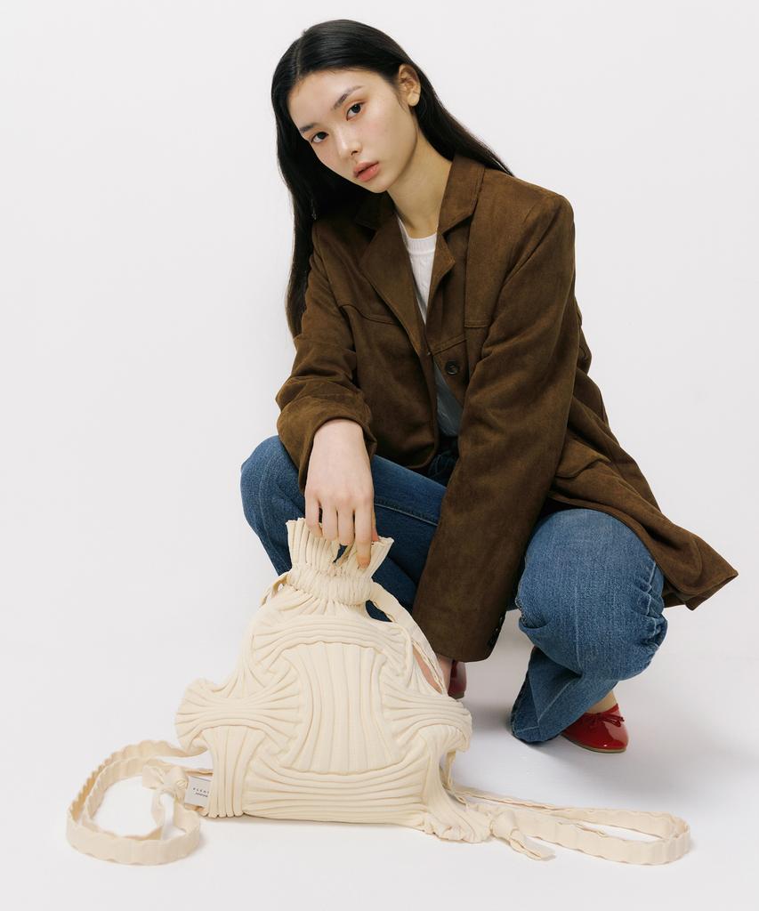 Pleatsmama New Bow Backpack Ivory