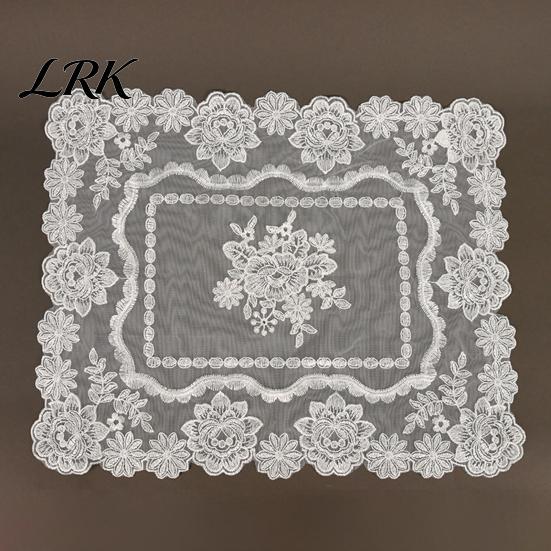 White Lace Doilies for Home Decor Retro Placemat, Floral Doilies, Embroidered Table Mat, Breathable Fabric Tray Cloth Sheer Mesh Doily Tea Cup, Vase,
