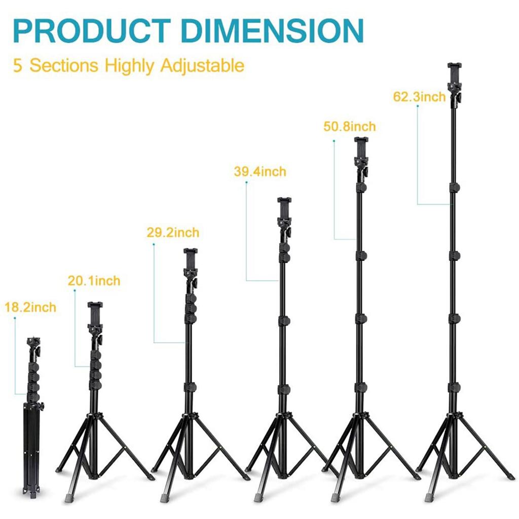 62 Inch Selfie Stick Tripod Extendable Cell Phone Tripod Stand Compatible for IOS Android Phone Action Camera