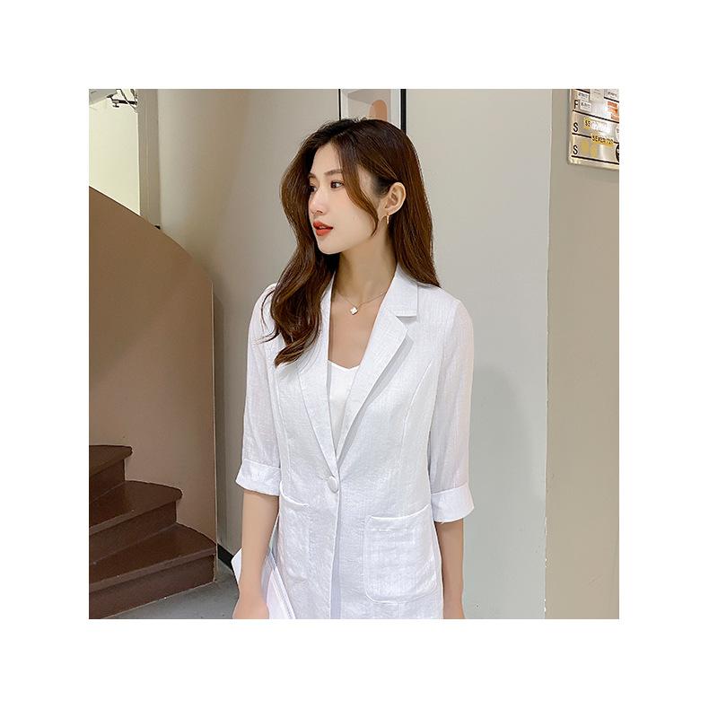 Весенний новый стиль пиджак с рукавом три четверти для женщин, тонкий пиджак, повседневный на одной пуговице, маленький пиджак для женщин S