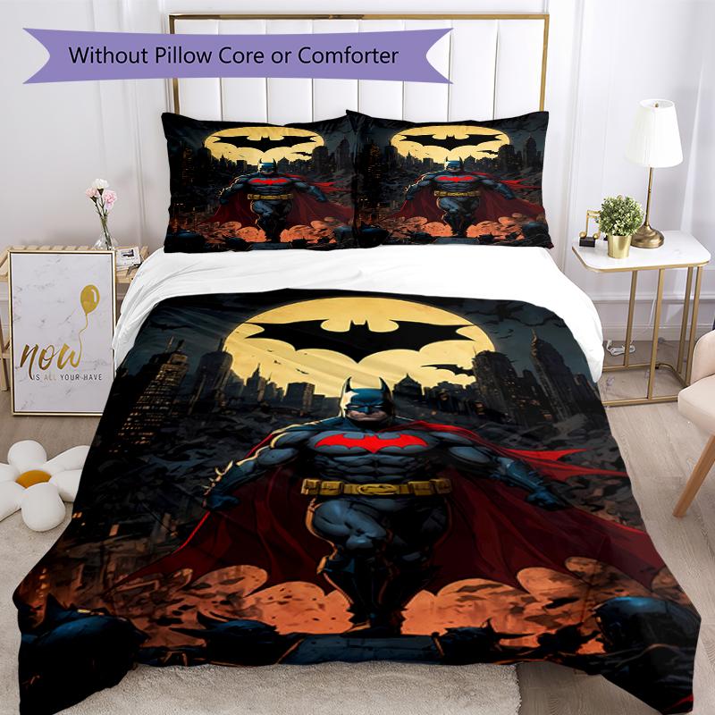 3pcs Batman Bedding Set Duvet Cover Closure Includes 1 Duvet Cover & 2 Pillowcases, Soft and Comfortable for All Seasons.