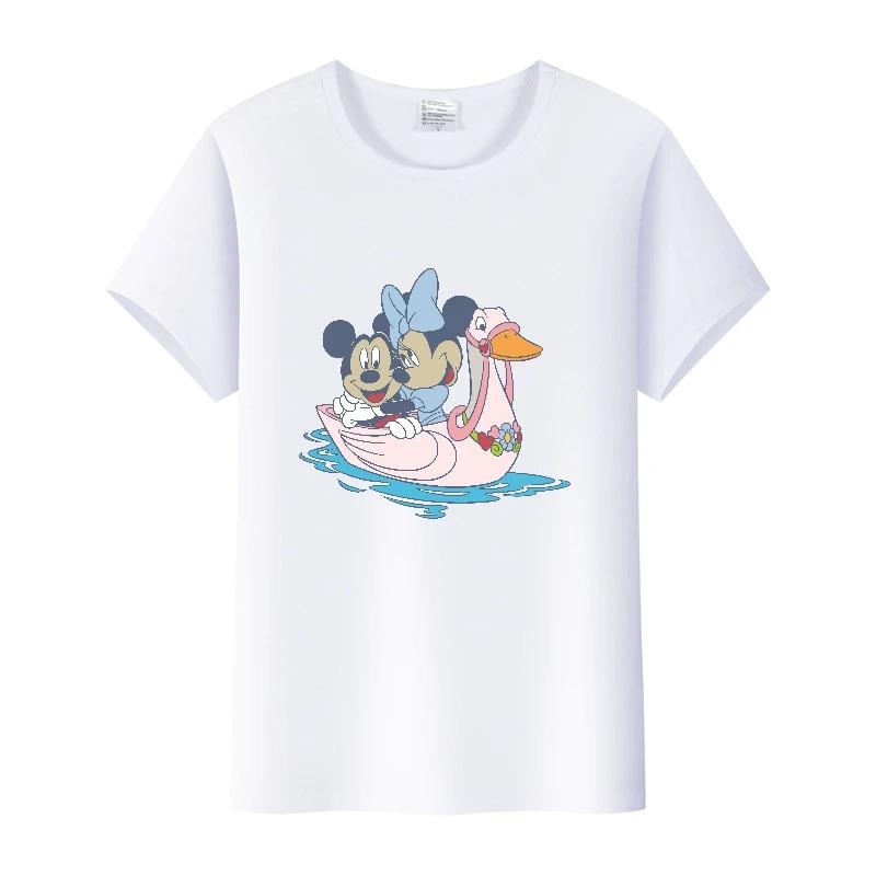 Fashion Disney Cartoon Men Tshirt Female Tops Summer Women Short Sleeve T-shirt Gothic Tee Ladies Mickey Mouse Graphic Clothes