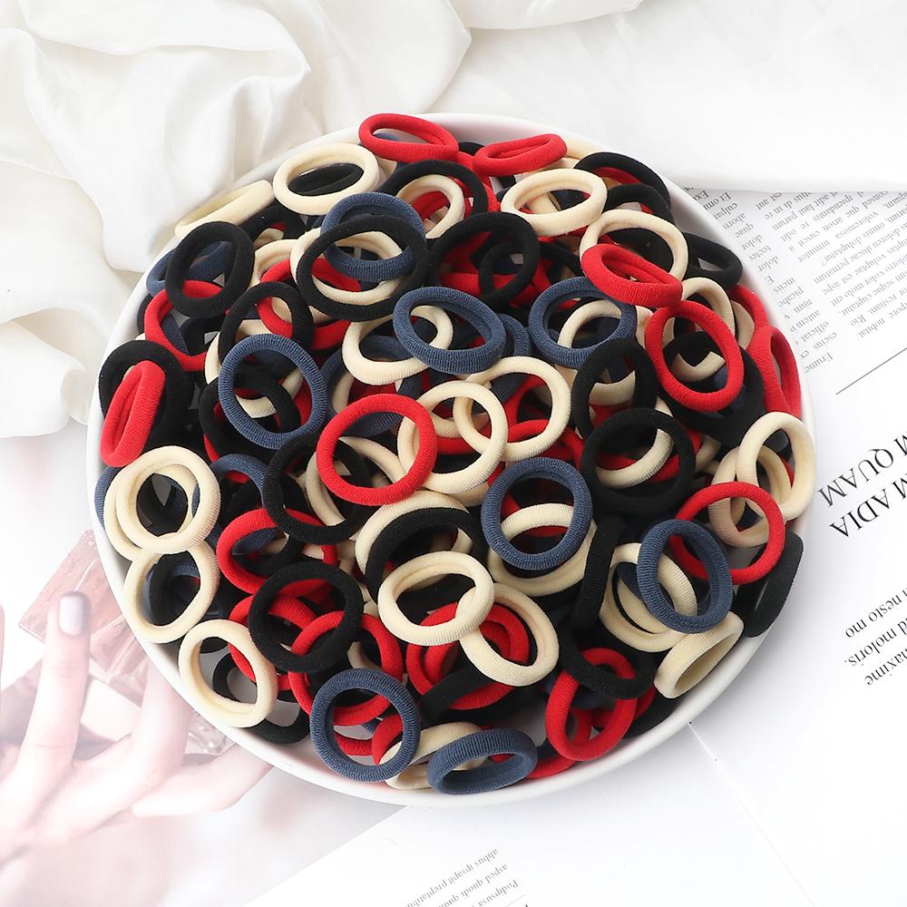 200PCS/Set Elastic Kids Basic Hair Bands Tie 3cm Dark Colors Headwear Don't Hurt Hair Headband Hair Accessories Holder