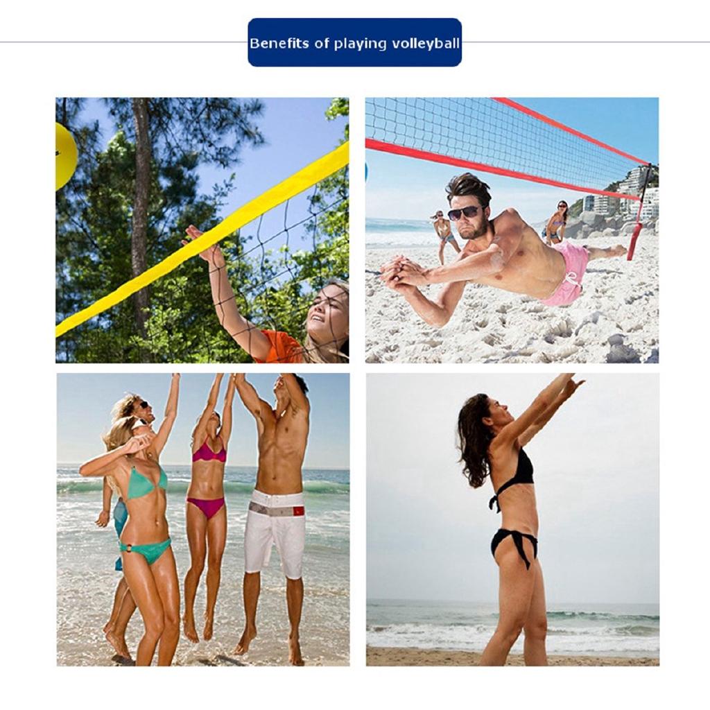 Portable Beach Volleyball Net System Set Adjustable Posts Ball Hand Pump Outdoor Sports Volleyball Training PVC Tube