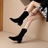 Autumn Winter Pointed Toe Middle Heel Ladies Mid Calf Shoes Gothic Comfortable and Elegant 2025 New Y2k Women's Half High Boots