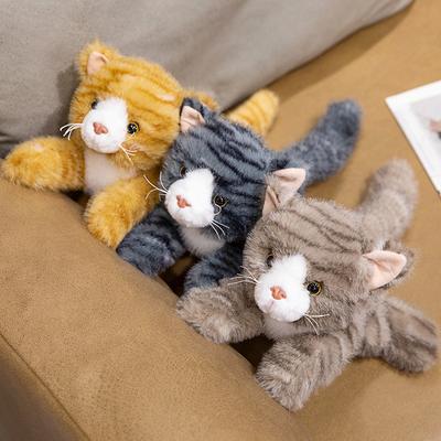 Three Colors Simulation Cat Plush Doll Cute Stuffed Animal High Quality Cat Plushies Toy Home Decor Gifts For Girl
