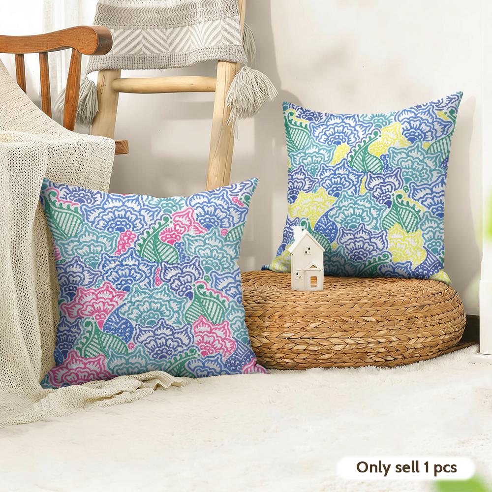 Garden Flowers Cushion Cover Natural Linen Organic Fabric DoubleSided Printing Couch Pillow Covers Home Decor